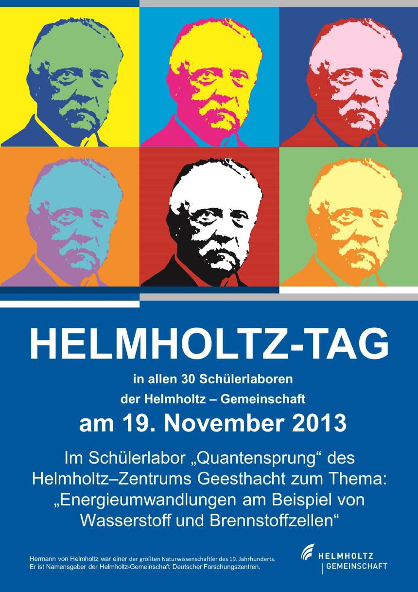 Helmholtz Tag am 19. Noveember 2013 Im Schülerlabor "Quantensprung" des HZG zum Thema: "Energieumwandlungen am Beispiel von H2 und Brennstoffzellen
