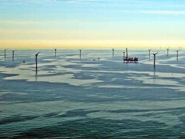 (Photo: Sabine Billerbeck/Hereon) Aerial view of an offshore wind farm
