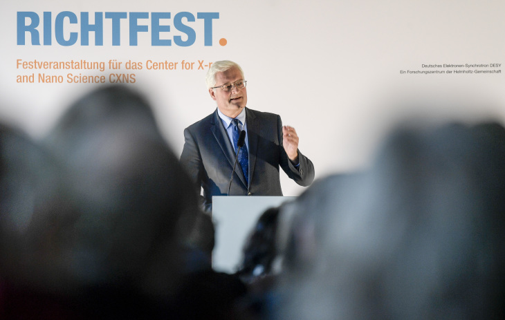Der Wissenschaftliche Geschäftsführer des Helmholtz-Zentrums Geesthacht, Prof. Matthias Rehahn sprach auf dem Richfest. Foto: DESY/A. Heimken Prof. Matthias Rehahn bei seiner Ansprache
