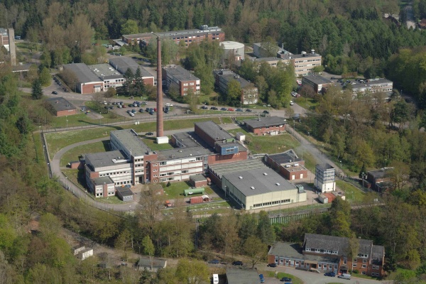 Aerial view of the research reactor plant, which has been shut down since 2010. The research reactor has been in the post-operational phase since July 1, 2010. Photo: Hereon/ Burkhard Kuhn